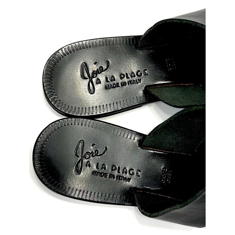Joie A La Plage Women Flat Sandal Size 9/39 Black Leather Thong-Toe Flip Flops - Picture 10 of 13